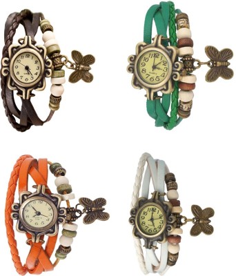 NS18 Vintage Butterfly Rakhi Combo of 4 Brown, Orange, Green And White Analog Watch  - For Women   Watches  (NS18)