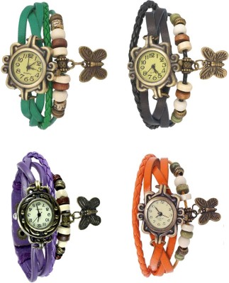 NS18 Vintage Butterfly Rakhi Combo of 4 Green, Purple, Black And Orange Analog Watch  - For Women   Watches  (NS18)