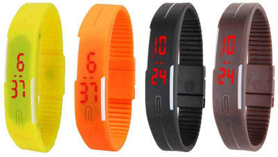 

Kissu Led Magnet Band Combo of 4 Yellow, Orange, Black And Brown Watch - For Men & Women