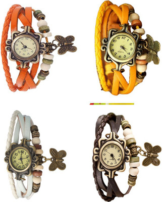 

Kissu Vintage Rakhi Combo of 4 Orange, White, Yellow And Brown Watch - For Women