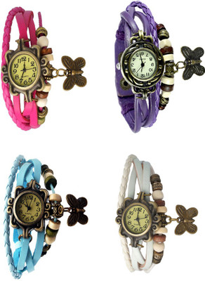 

Kissu Vintage Rakhi Combo of 4 Pink, Sky Blue, Purple And White Watch - For Women