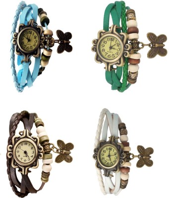 NS18 Vintage Butterfly Rakhi Combo of 4 Sky Blue, Brown, Green And White Analog Watch  - For Women   Watches  (NS18)