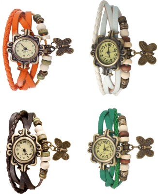 NS18 Vintage Butterfly Rakhi Combo of 4 Orange, Brown, White And Green Analog Watch  - For Women   Watches  (NS18)