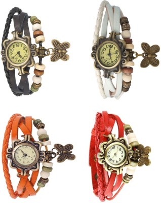 NS18 Vintage Butterfly Rakhi Combo of 4 Black, Orange, White And Red Analog Watch  - For Women   Watches  (NS18)