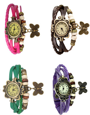 

Kissu Vintage Rakhi Combo of 4 Pink, Green, Brown And Purple Watch - For Women