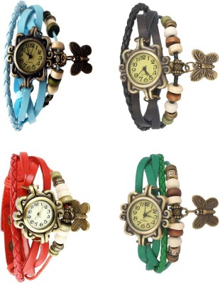 NS18 Vintage Butterfly Rakhi Combo of 4 Sky Blue, Red, Black And Green Analog Watch  - For Women   Watches  (NS18)