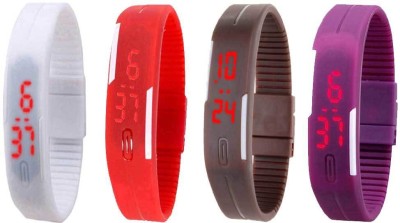NS18 Silicone Led Magnet Band Watch Combo of 4 White, Red, Brown And Purple Digital Watch  - For Couple   Watches  (NS18)