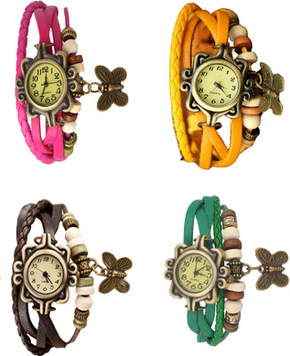 

Kissu Vintage Rakhi Combo of 4 Pink, Brown, Yellow And Green Watch - For Women