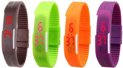 NS18 Silicone Led Magnet Band Watch Combo of 4 Brown, Green, Orange And Purple Digital Watch  - For Couple   Watches  (NS18)