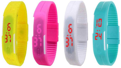 

Kissu Led Magnet Band Combo of 4 Yellow, Pink, White And Sky Blue Watch - For Men & Women