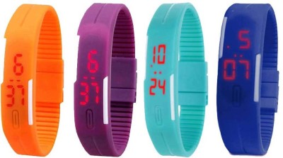 NS18 Silicone Led Magnet Band Combo of 4 Orange, Purple, Sky Blue And Blue Digital Watch  - For Boys & Girls   Watches  (NS18)