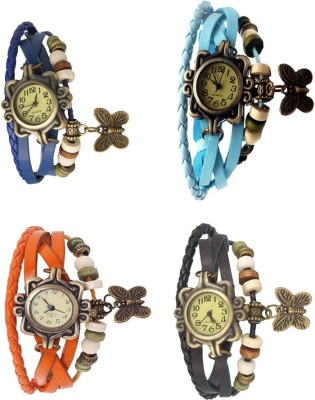 NS18 Vintage Butterfly Rakhi Combo of 4 Blue, Orange, Sky Blue And Black Analog Watch  - For Women   Watches  (NS18)