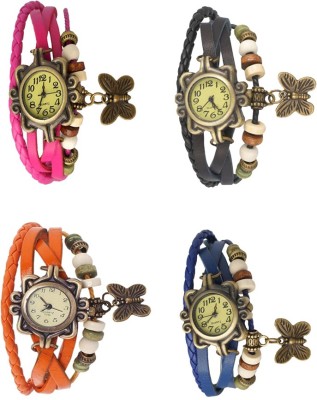 NS18 Vintage Butterfly Rakhi Combo of 4 Pink, Orange, Black And Blue Analog Watch  - For Women   Watches  (NS18)