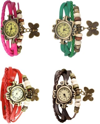 NS18 Vintage Butterfly Rakhi Combo of 4 Pink, Red, Green And Brown Analog Watch  - For Women   Watches  (NS18)