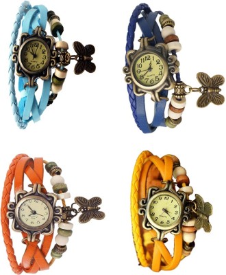NS18 Vintage Butterfly Rakhi Combo of 4 Sky Blue, Orange, Blue And Yellow Analog Watch  - For Women   Watches  (NS18)