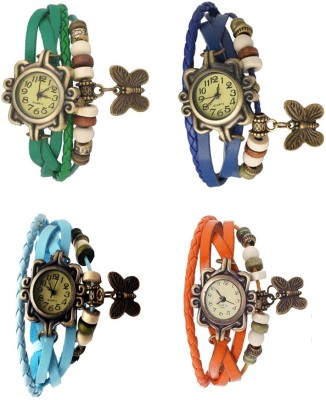 NS18 Vintage Butterfly Rakhi Combo of 4 Green, Sky Blue, Blue And Orange Analog Watch  - For Women   Watches  (NS18)