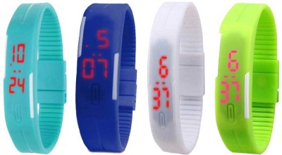 NS18 Silicone Led Magnet Band Combo of 4 Sky Blue, Blue, White And Green Digital Watch  - For Boys & Girls   Watches  (NS18)