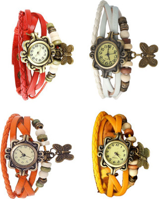 

Kissu Vintage Rakhi Combo of 4 Red, Orange, White And Yellow Watch - For Women