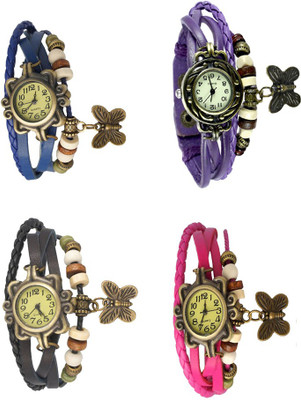 

Kissu Vintage Rakhi Combo of 4 Blue, Black, Purple And Pink Watch - For Women