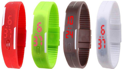 

Kissu Led Magnet Band Combo of 4 Red, Green, Brown And White Watch - For Men & Women