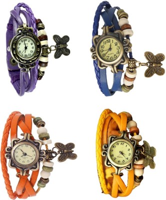 NS18 Vintage Butterfly Rakhi Combo of 4 Purple, Orange, Blue And Yellow Analog Watch  - For Women   Watches  (NS18)