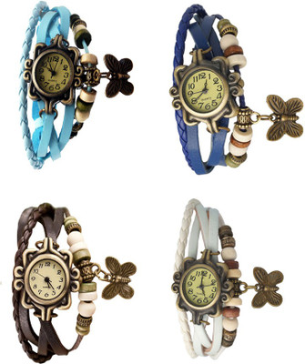 

Kissu Vintage Rakhi Combo of 4 Sky Blue, Brown, Blue And White Watch - For Women