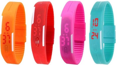 NS18 Silicone Led Magnet Band Watch Combo of 4 Orange, Red, Pink And Sky Blue Digital Watch  - For Couple   Watches  (NS18)