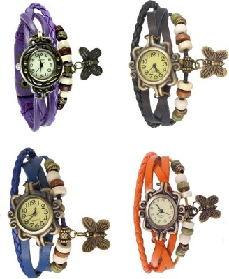 NS18 Vintage Butterfly Rakhi Combo of 4 Purple, Blue, Black And Orange Analog Watch  - For Women   Watches  (NS18)
