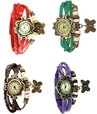 NS18 Vintage Butterfly Rakhi Combo of 4 Red, Brown, Green And Purple Analog Watch  - For Women   Watches  (NS18)