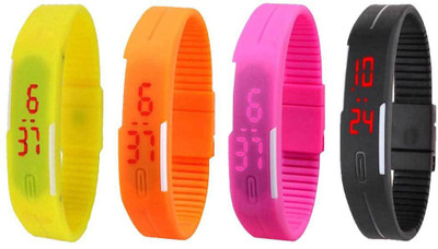 

Kissu Led Magnet Band Combo of 4 Yellow, Orange, Pink And Black Watch - For Men & Women