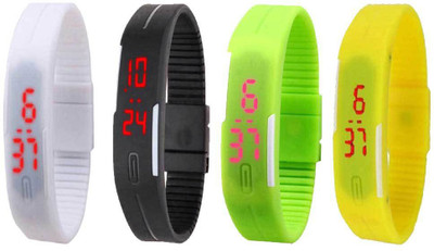 

Kissu Led Magnet Band Combo of 4 White, Black, Green And Yellow Watch - For Men & Women