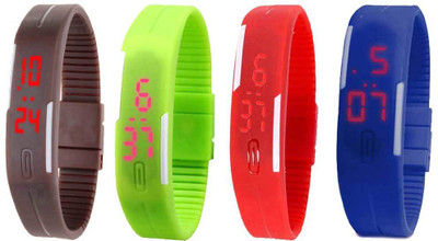 

Kissu Led Magnet Band Combo of 4 Brown, Green, Red And Blue Watch - For Men & Women