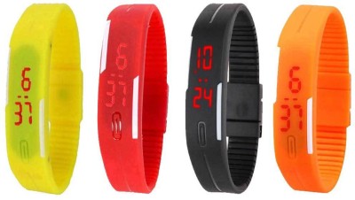 

Kissu Led Magnet Band Combo of 4 Yellow, Red, Black And Orange Watch - For Men & Women