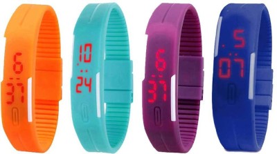 NS18 Silicone Led Magnet Band Combo of 4 Orange, Sky Blue, Purple And Blue Digital Watch  - For Boys & Girls   Watches  (NS18)