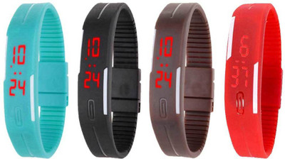 

Kissu Led Magnet Band Combo of 4 Sky Blue, Black, Brown And Red Watch - For Men & Women