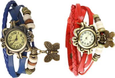NS18 Vintage Butterfly Rakhi Watch Combo of 2 Blue And Red Analog Watch  - For Women   Watches  (NS18)