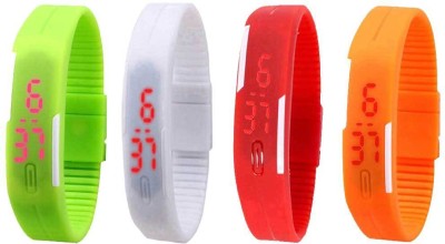 NS18 Silicone Led Magnet Band Combo of 4 Green, White, Red And Orange Digital Watch  - For Boys & Girls   Watches  (NS18)