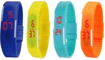 NS18 Silicone Led Magnet Band Combo of 4 Blue, Yellow, Sky Blue And Orange Digital Watch  - For Boys & Girls   Watches  (NS18)