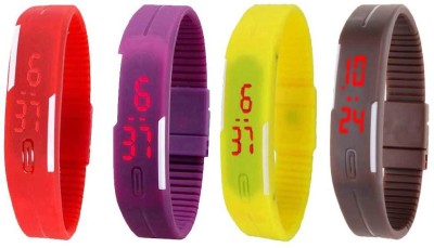 NS18 Silicone Led Magnet Band Combo of 4 Red, Purple, Yellow And Brown Digital Watch  - For Boys & Girls   Watches  (NS18)