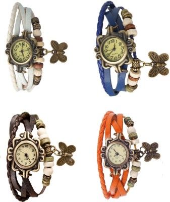 NS18 Vintage Butterfly Rakhi Combo of 4 White, Brown, Blue And Orange Analog Watch  - For Women   Watches  (NS18)