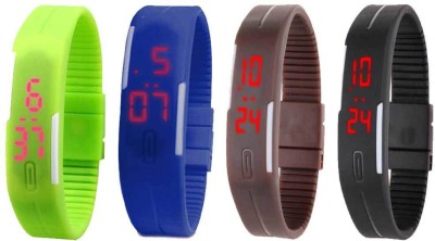 NS18 Silicone Led Magnet Band Combo of 4 Green, Blue, Brown And Black Digital Watch  - For Boys & Girls   Watches  (NS18)