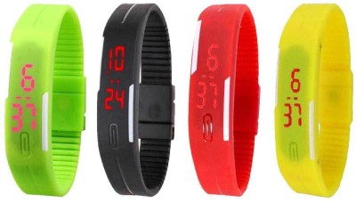 NS18 Silicone Led Magnet Band Combo of 4 Green, Black, Red And Yellow Digital Watch  - For Boys & Girls   Watches  (NS18)