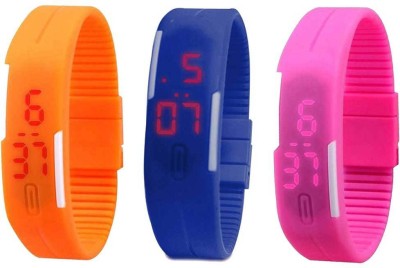 NS18 Silicone Led Magnet Band Combo of 3 Orange, Blue And Pink Watch  - For Boys & Girls   Watches  (NS18)