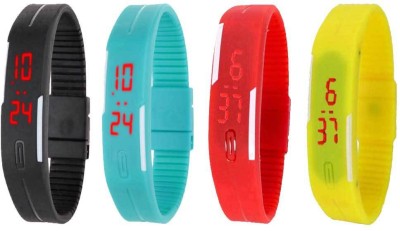 NS18 Silicone Led Magnet Band Combo of 4 Black, Sky Blue, Red And Yellow Digital Watch  - For Boys & Girls   Watches  (NS18)