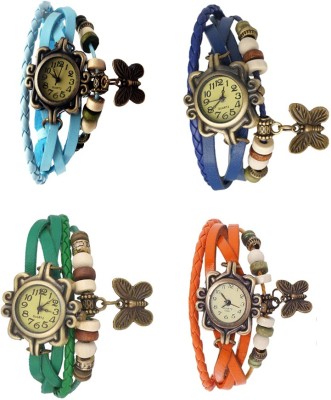NS18 Vintage Butterfly Rakhi Combo of 4 Sky Blue, Green, Blue And Orange Analog Watch  - For Women   Watches  (NS18)