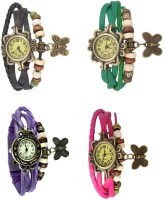 NS18 Vintage Butterfly Rakhi Combo of 4 Black, Purple, Green And Pink Watch  - For Women   Watches  (NS18)