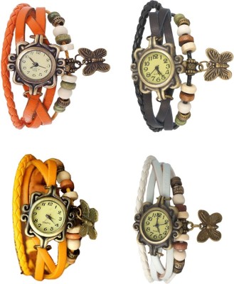 NS18 Vintage Butterfly Rakhi Combo of 4 Orange, Yellow, Black And White Analog Watch  - For Women   Watches  (NS18)