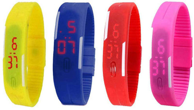 

Kissu Led Magnet Band Combo of 4 Yellow, Blue, Red And Pink Watch - For Men & Women