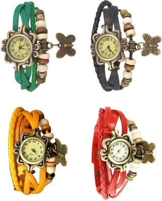 NS18 Vintage Butterfly Rakhi Combo of 4 Green, Yellow, Black And Red Analog Watch  - For Women   Watches  (NS18)