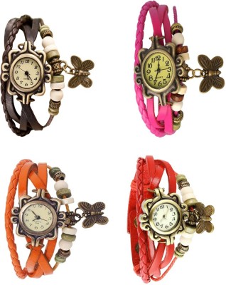 NS18 Vintage Butterfly Rakhi Combo of 4 Brown, Orange, Pink And Red Analog Watch  - For Women   Watches  (NS18)